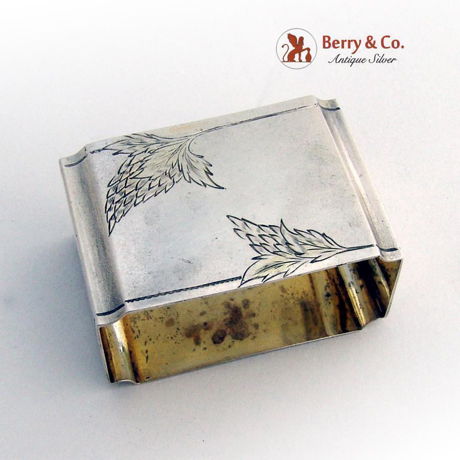 Russian Rectangular Napkin Ring 84 Standard Silver 1910 Monogram NB