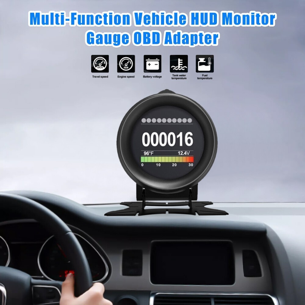 Car HUD Computer OBD2 Digital Speedometer & Water Temperature Indicator Display