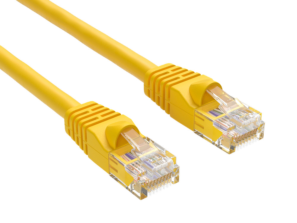 50ft Cat5e UTP Ethernet Network Patch Cable Snagless 24AWG Bare Copper, Yellow
