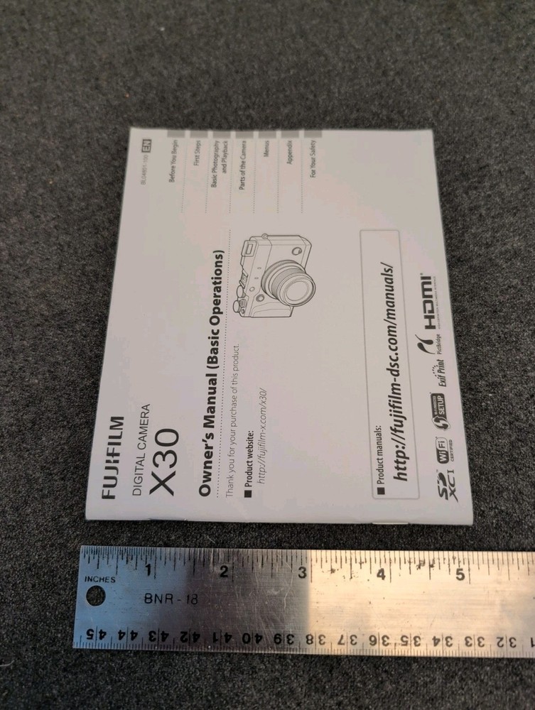 OEM Fujifilm X30 Basic Owner's Manual 56 Pg +Original Extras Mint Condition