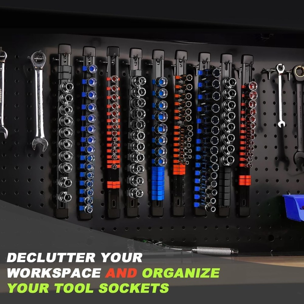 6 Pcs Socket Organizer Rail Set with 86 Clips for Efficient Tool Storage