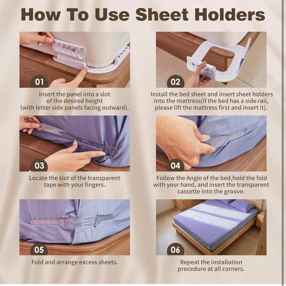 NIB Lock Bed Sheet Holders Keep Bedding Tight Secure 4 Pack White