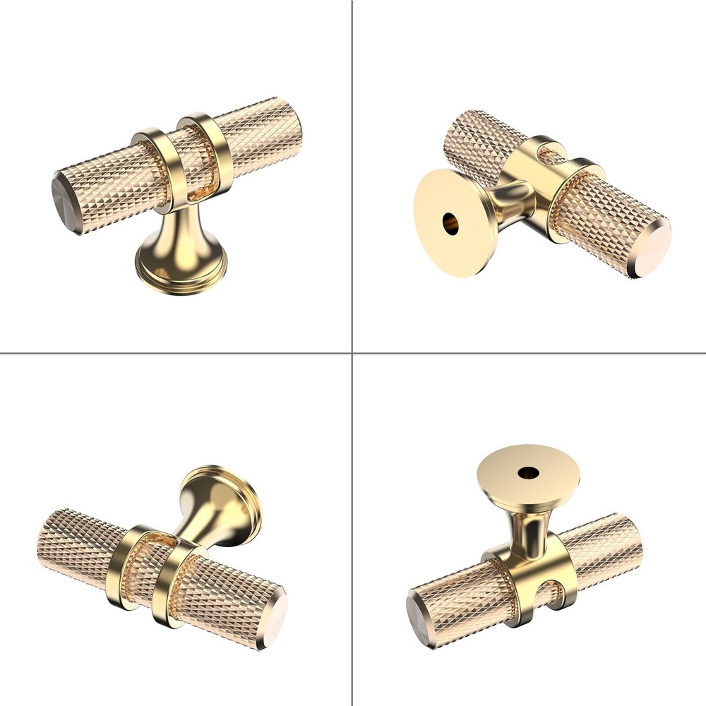 10 Pack 2 Inch Brushed Gold Cabinet Knobs Knurled Kitchen Cabinet Knobs Gold ...