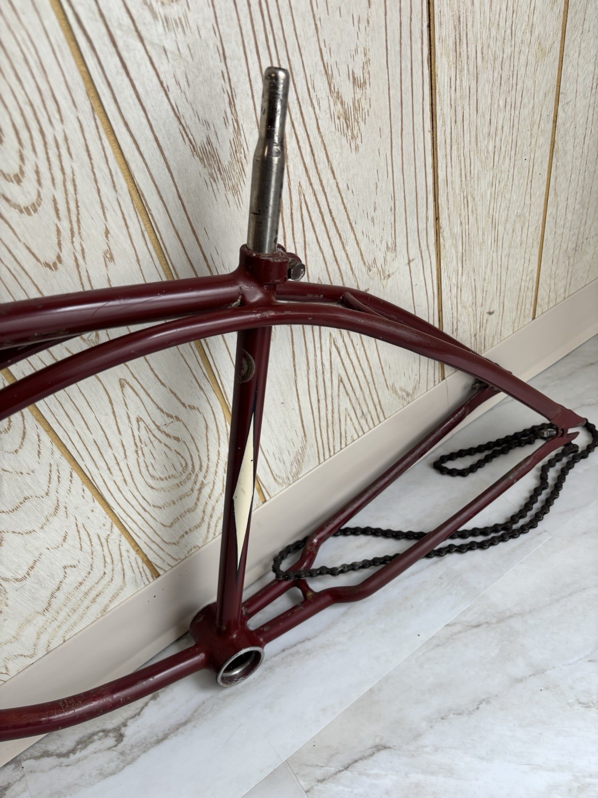 Prewar 1941 Schwinn Excelsior Autocycle Maroon Ivory Cantilever Frame