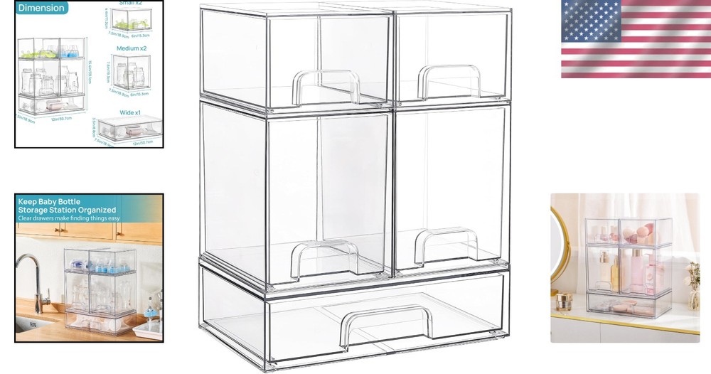 Stackable Storage Drawers with Non-Slip Design - Organize Any Space Effortlessly