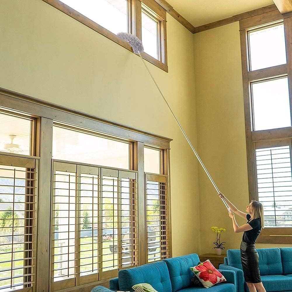 Extendable 30-100'' Microfiber Duster with Bendable Head for Effortless Cleaning