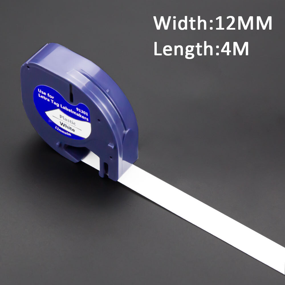 7PK Dymo Letratag Refill 91331 91330 White Plastic Label Tape 12mm LT-100H 1/2"
