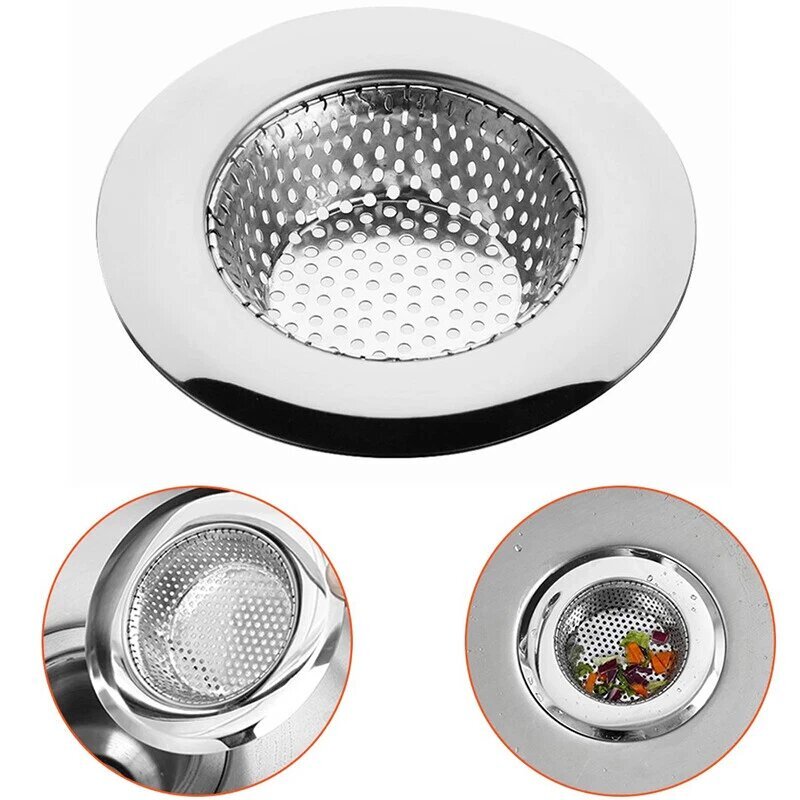 Kitchen Sink Strainer Large Wide Rim 4.5" Stainless Steel Mesh Drain Filter