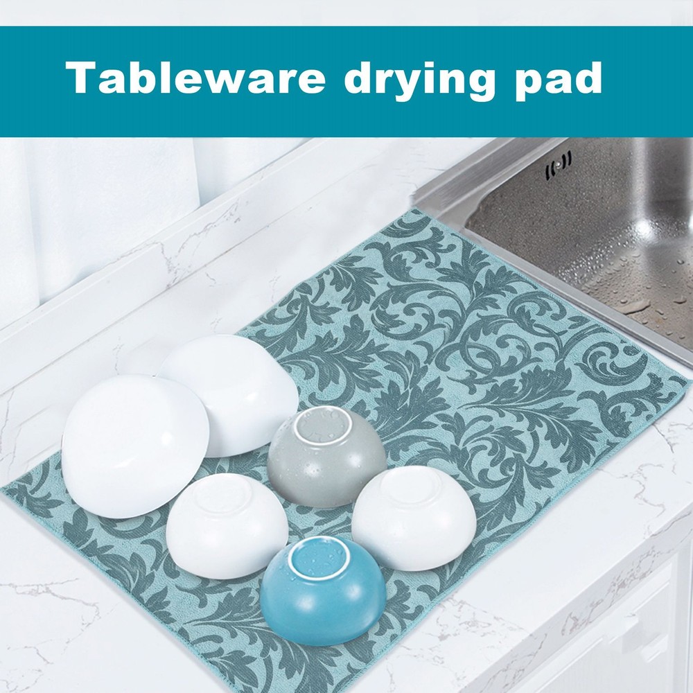 2 Pack Dish Drying Mat Absorbent Drying Mat Machine Washable Dish Drying3418
