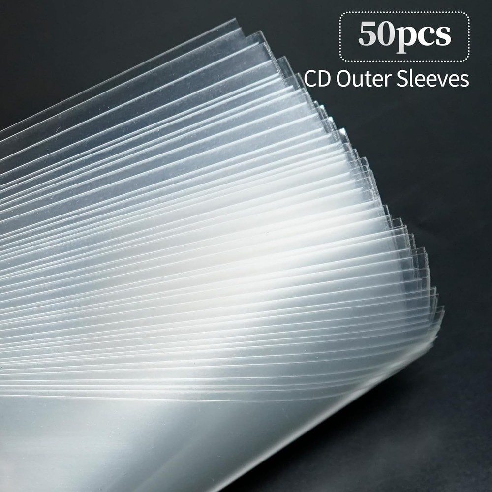 sdroceRyaM 50PCS CD Outer Sleeves Clear Plastic Protective Sleeve...