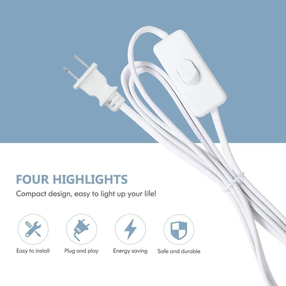 16FT Plug in Pendant Light Cord, Lamp Kit with E26/E27 Socket, white