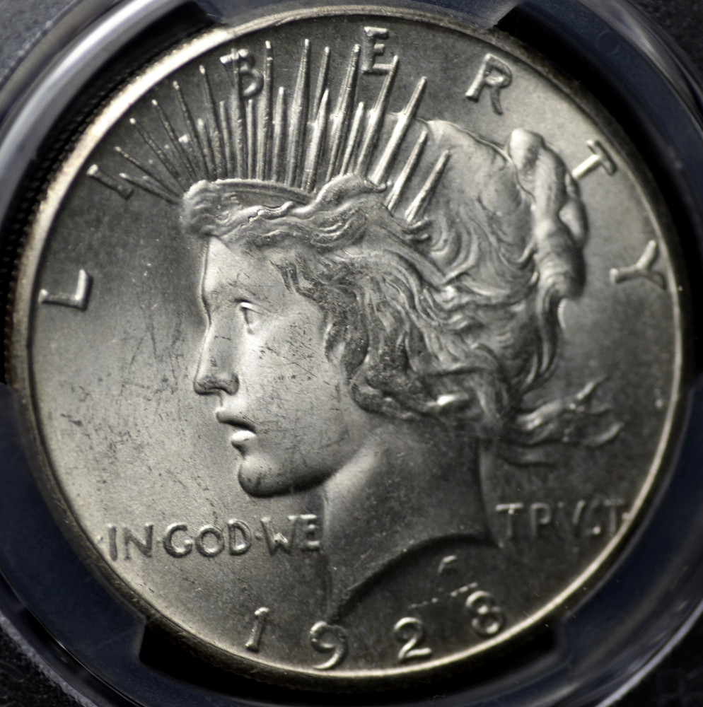 1928 PEACE DOLLAR PCGS MS 63 EXCEPTIONALLY SMOOTH, SOFT AND SATINY GLOWING WHITE