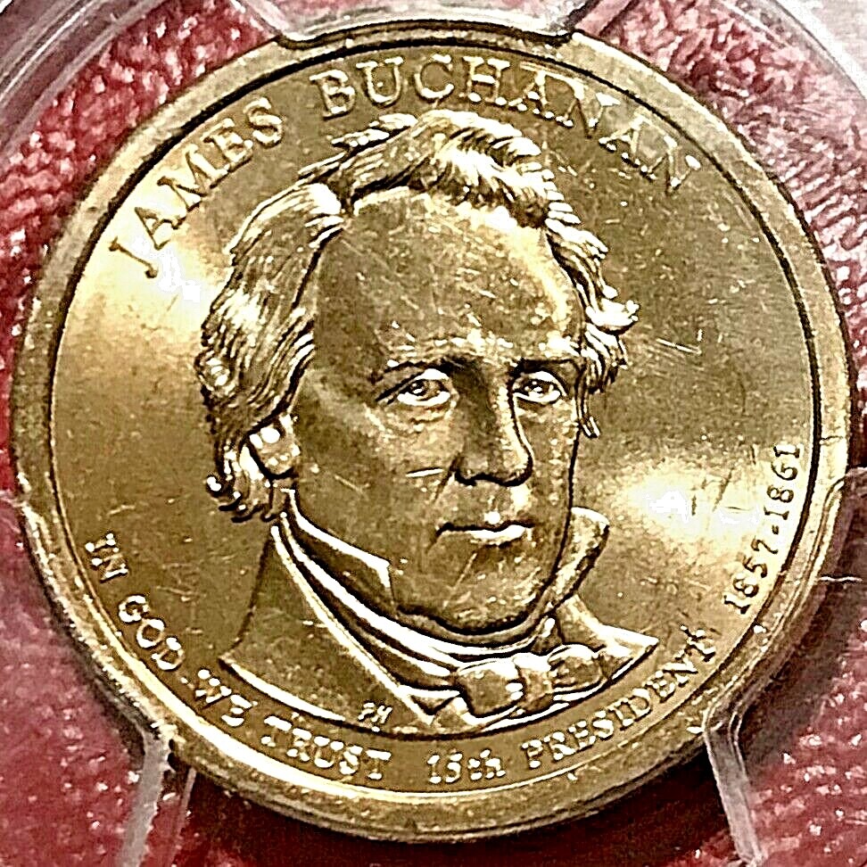 STRONG *TRIPLED* DATE & MM EDGE! 2010 BUCHANAN PRES. DOLLAR PCGS MS-64 ERROR