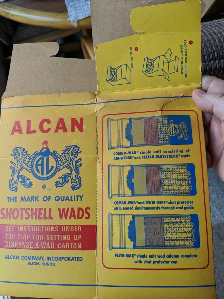 Empty COLLECTABLE BOX ALCAN 12 GA. SHOTSHELL Wads