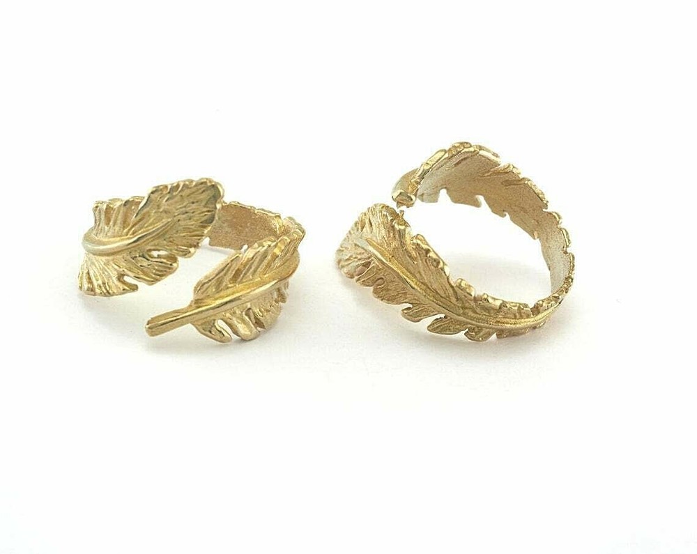 Feather Ring Adjustable Ring Raw Brass (16mm 5US inner size - Adjustable ) 2298