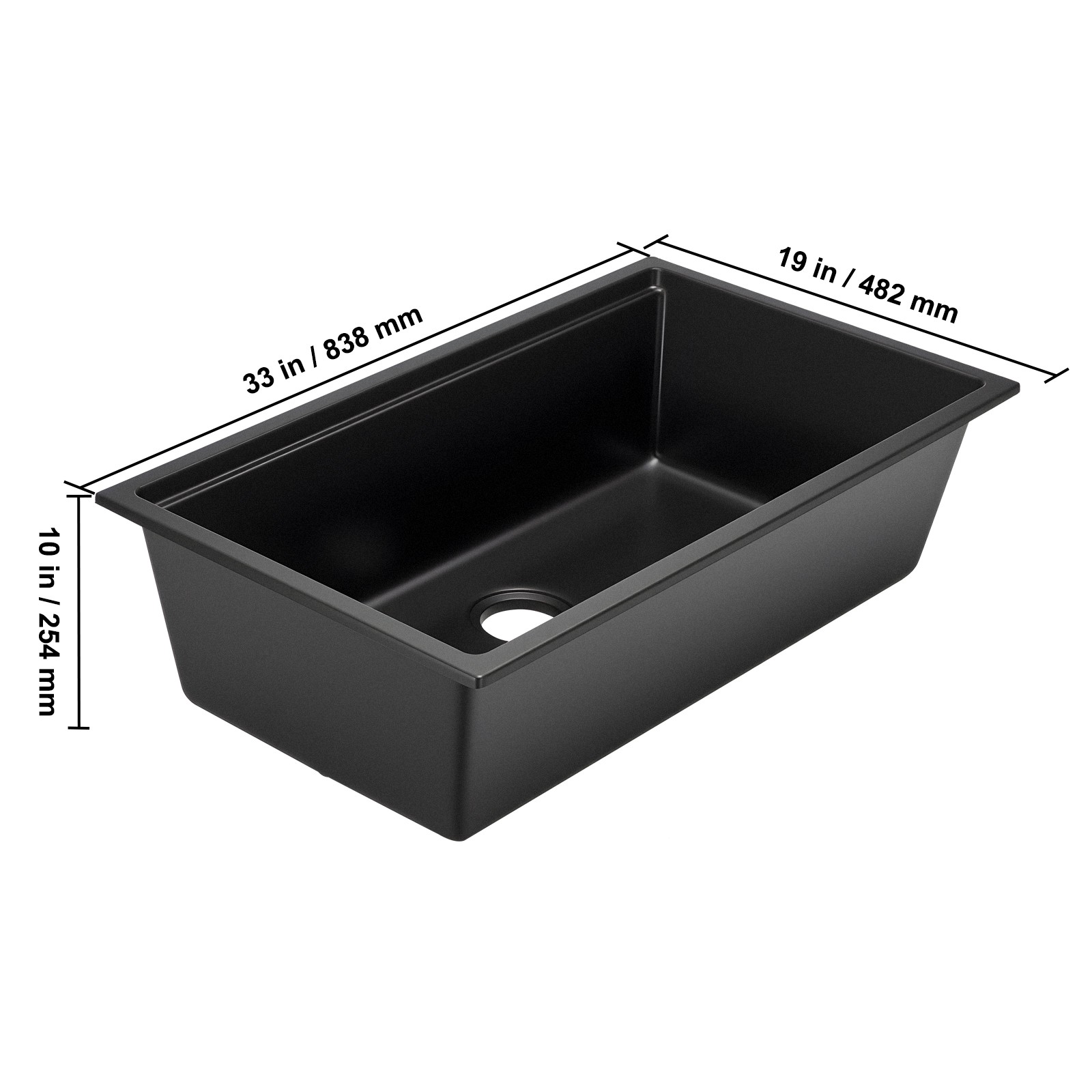 33 inch Granite Kitchen Sink Undermount Single Bowl Drop-In Basin for RV Bar