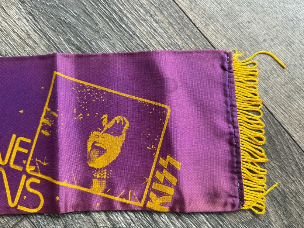 KISS Scarf Banner Purple Eric Carr Europe 1980 Vintage Kiss Aucoin Memorabilia