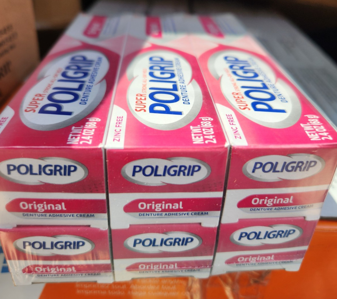 6 pack - Super Poligrip Denture Adhesive Cream - 2.4 OZ