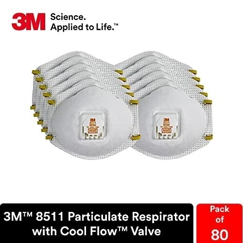 3M 8511 N95 Particulate Respirator Face Mask | Case of 80 Masks EXP 07/25 | New