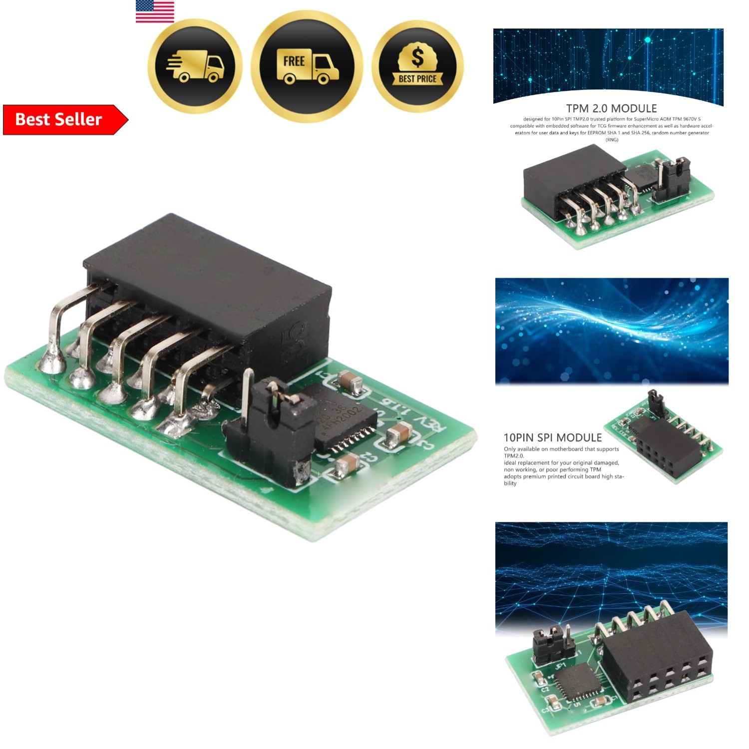 TPM 2.0 Module for SuperMicro AOM TPM 9670V S LGA 1200 Encryption PCIe