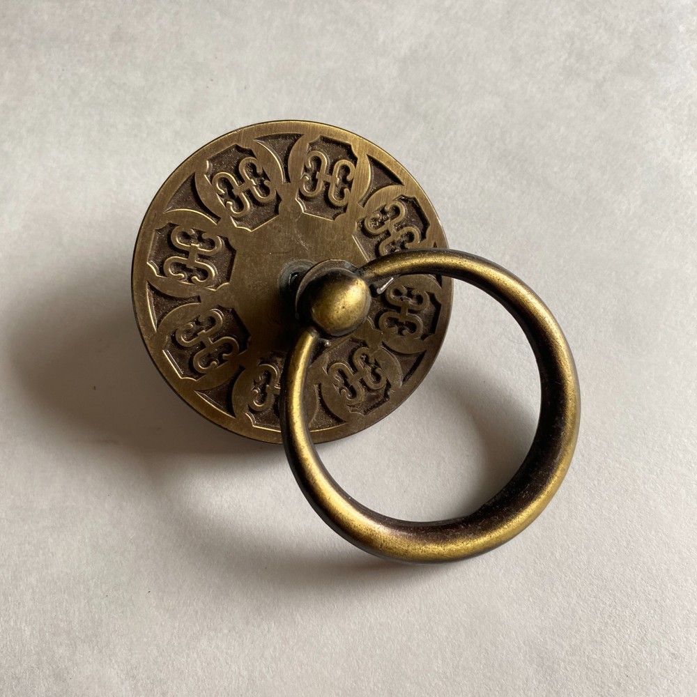 1960s 70s Large Vintage Drawer Pull Drop Ring