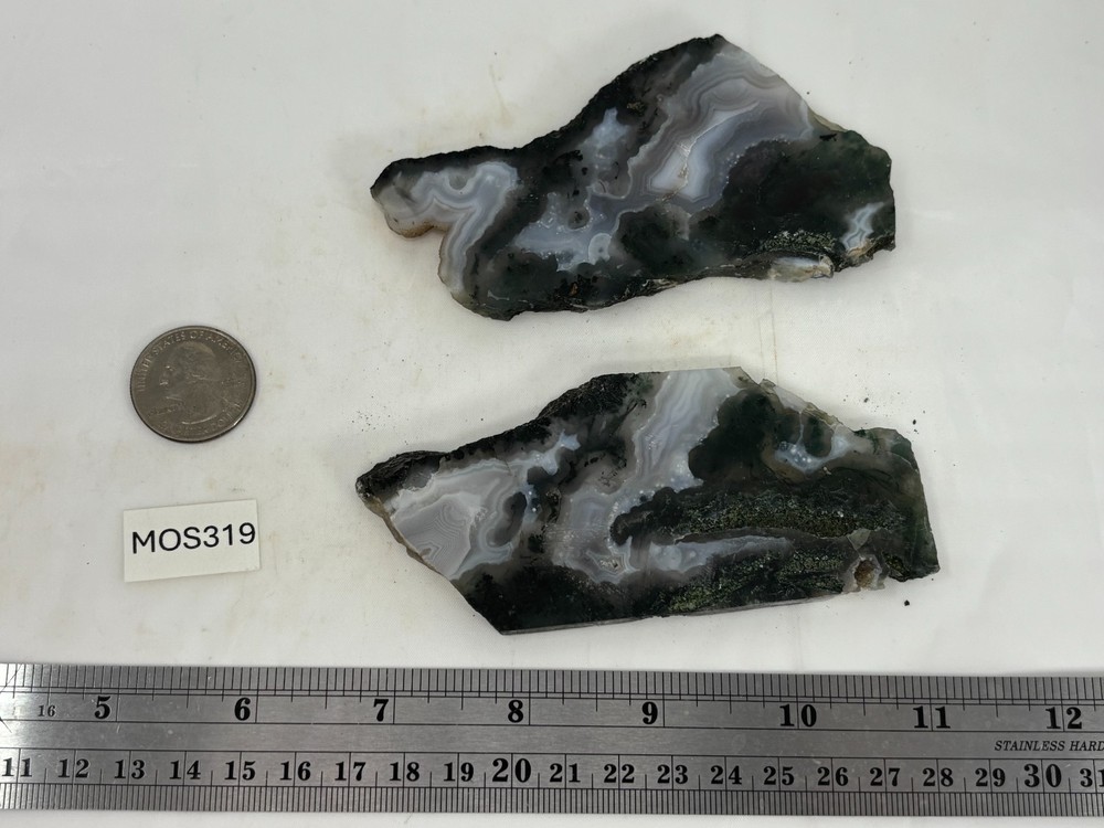 Semi-translucent Moss Agate Slabs Cabbing Lapidary Combo Ship Avail