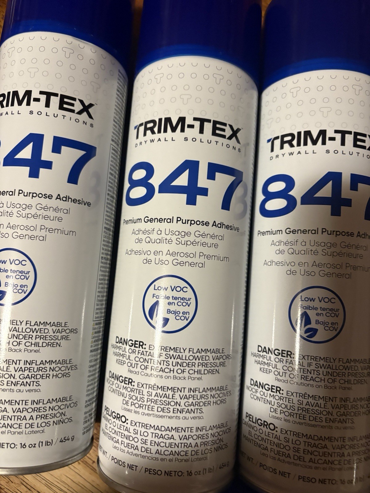 Trim-Tex 847 Spray Adhesive 6 Can Lot. Low Voc. Great Deal!