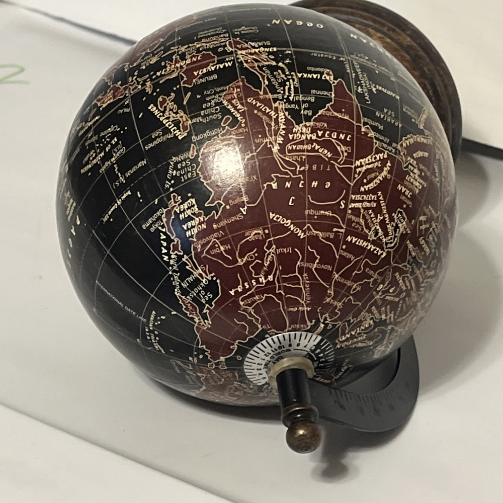 World Map Globe Small Desk Size Rotating Tilted Angle Education Geography