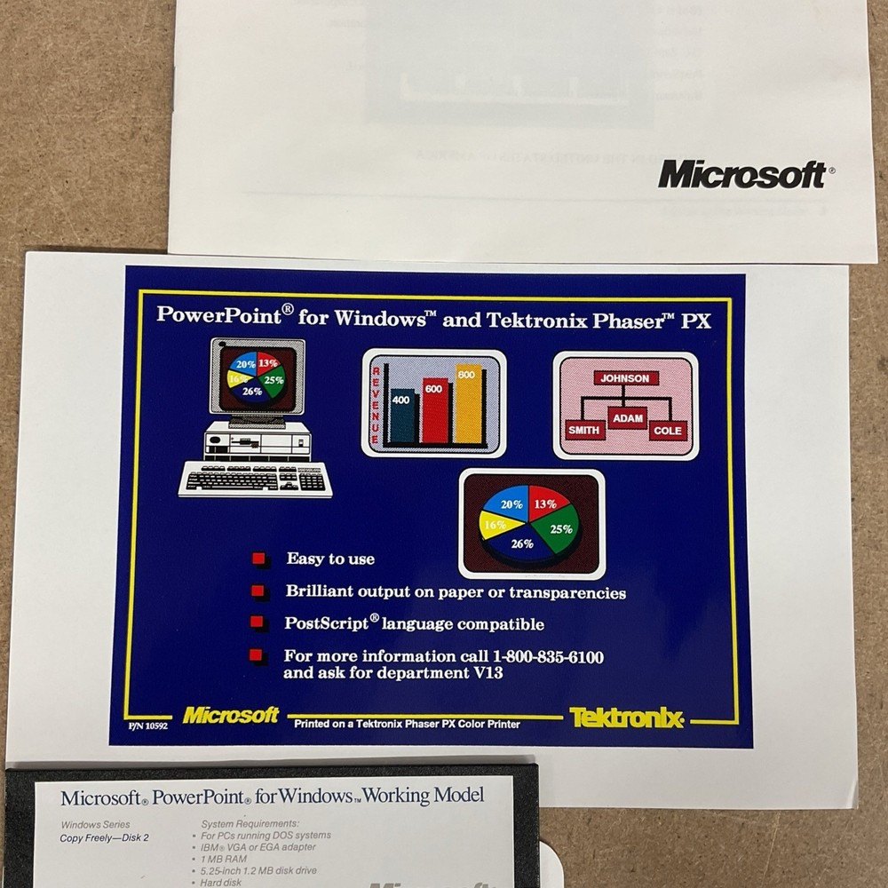 Microsoft PowerPoint Version 2.0 For Windows 5.25 Inch Floppy Vintage Computing