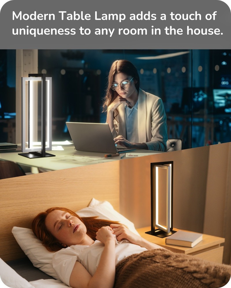 Modern LED Table Lamp, 750LM Stepless Dimmable Bedside Lamp, Adjustable