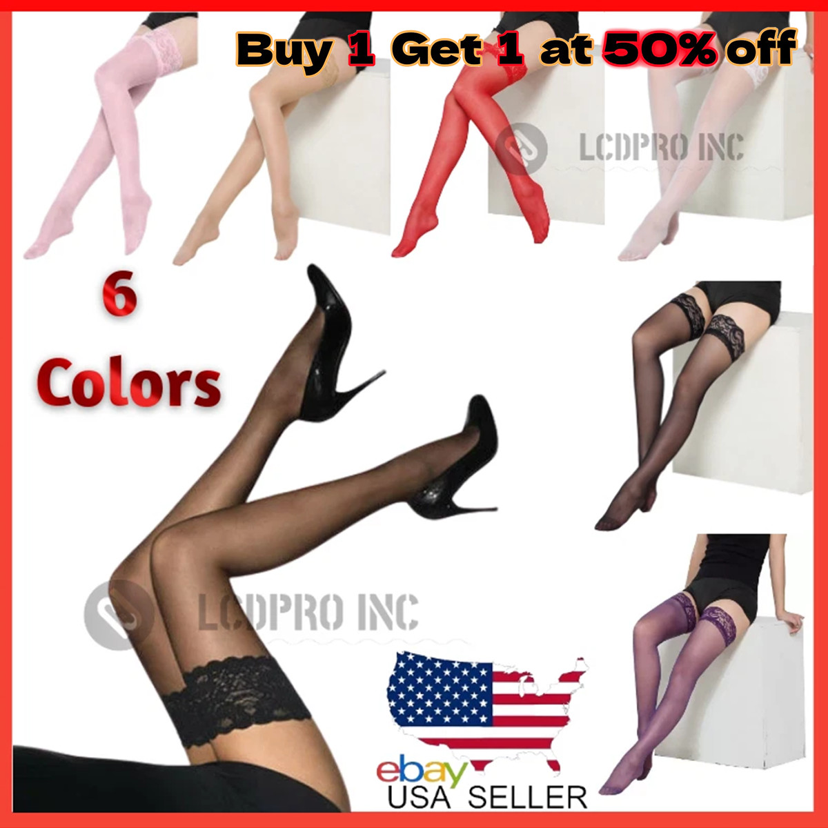 Lady's Lace Top Stay Up Stockings Thigh-High Sheer Pantyhose Stockings For Women