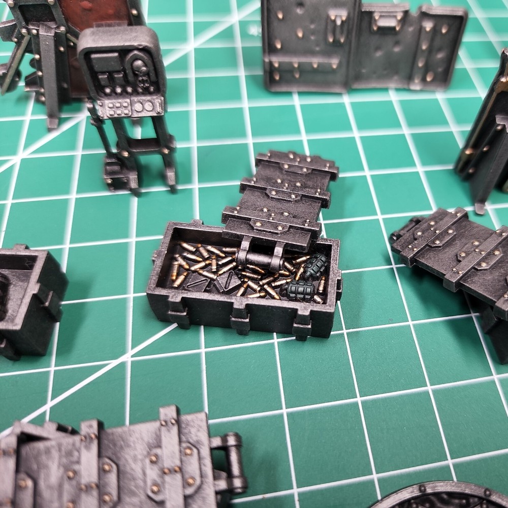 Warhammer 40K Terrain Bits. Barricades, Objective markers, Ammo cache kill team
