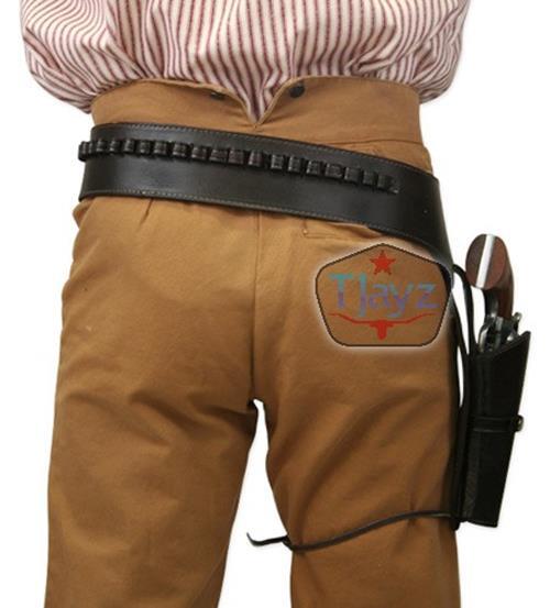 22 Cal USA SELLER SASS Single Holster Gun Belt Drop TOOLED LEATHER Western Rig