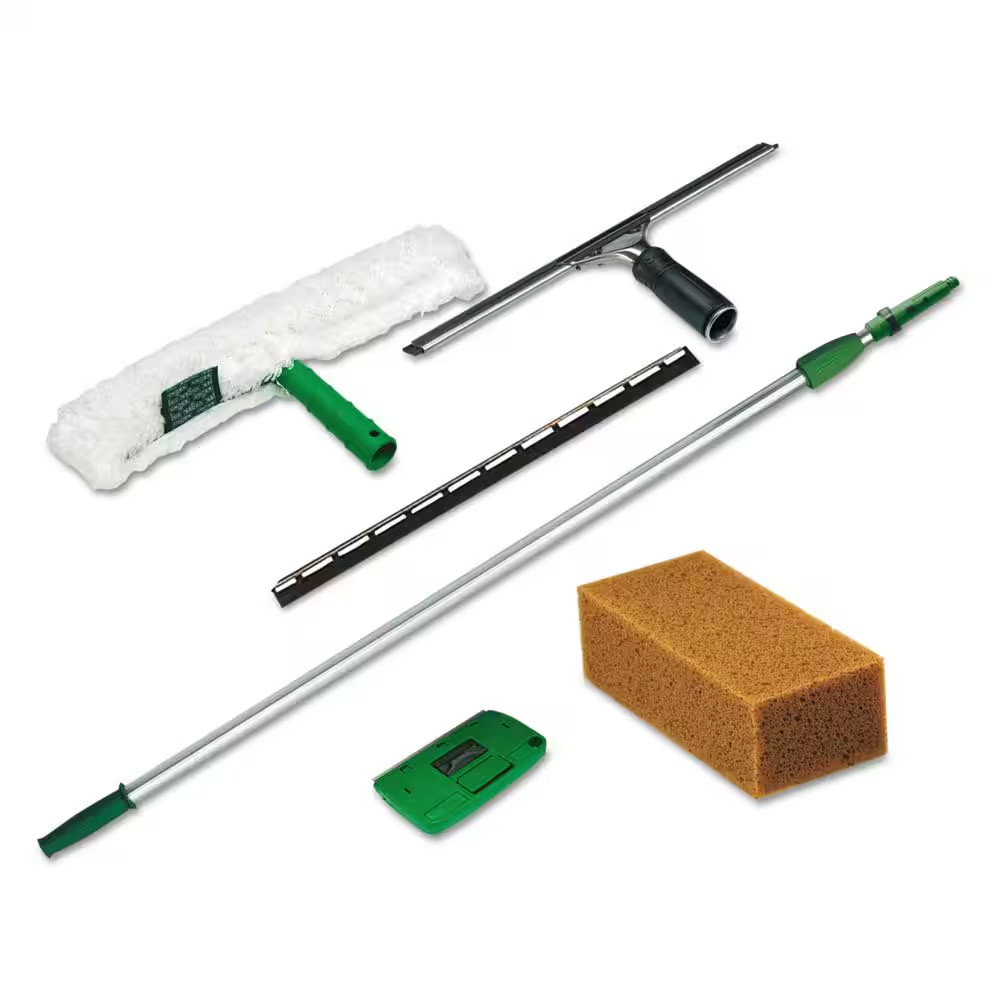 8 Ft. Pole, Strip Washer, Squeegee, Scraper and Sponge Pro Window Cleaning Kit (