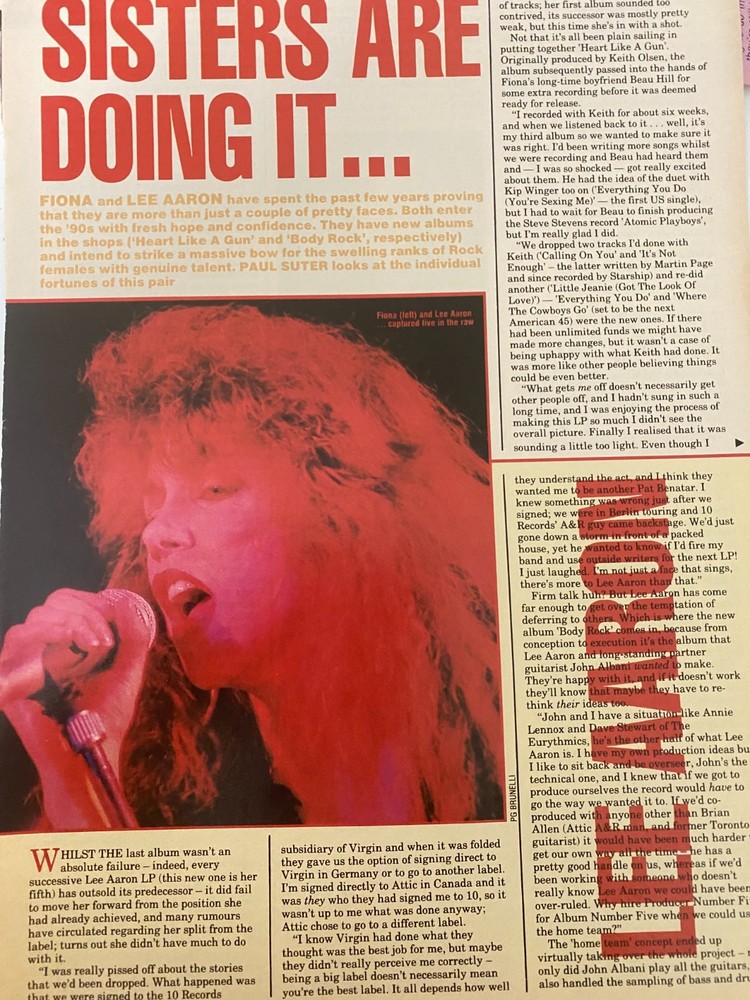 Lee Aaron, Full Page Vintage Clipping