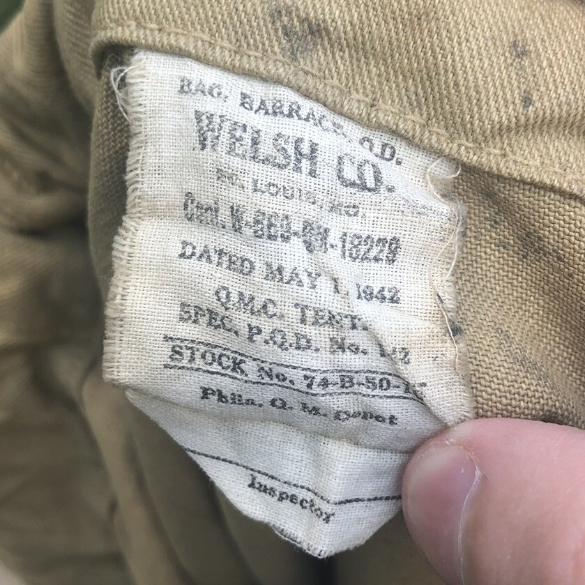 ORIGINAL WWII WW2 US Army Infantry Barracks Bag Laundry Carry Bag Khaki - Named