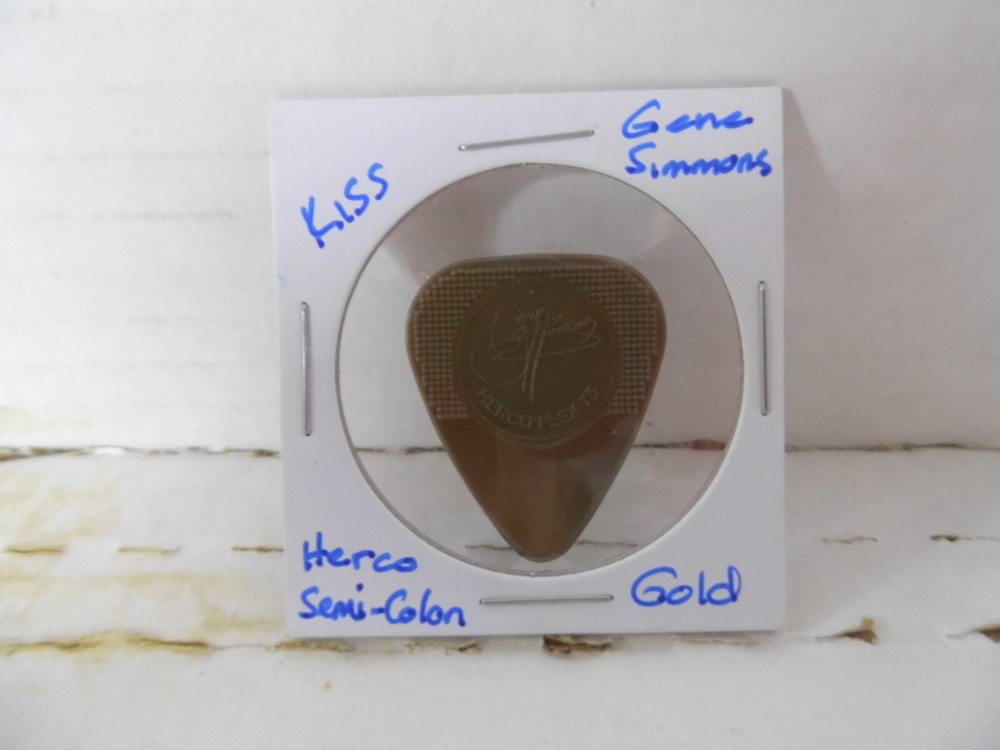 KISS "GENE SIMMONS" HERCO GOLD SEMI~COLON GUITAR PICK~READ DESCRIPTION #15~15