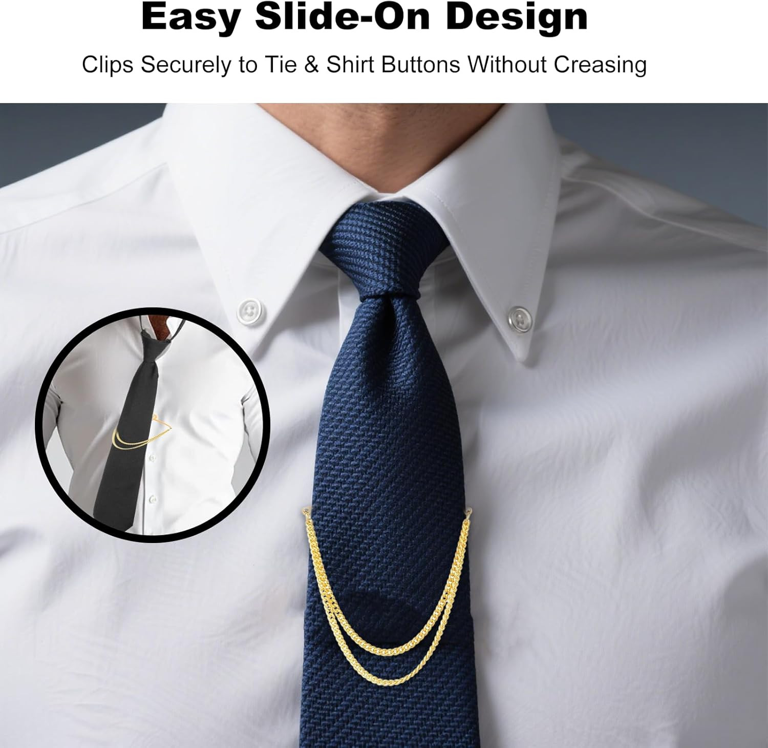 2Pcs Tie Chain for Men with Clasps Tacks Men'S Accessories Suit Vest Neck Clips