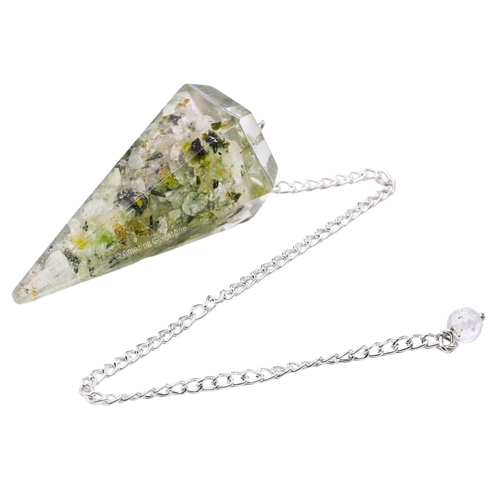 Prehnite Orgone Crystal Pendulums