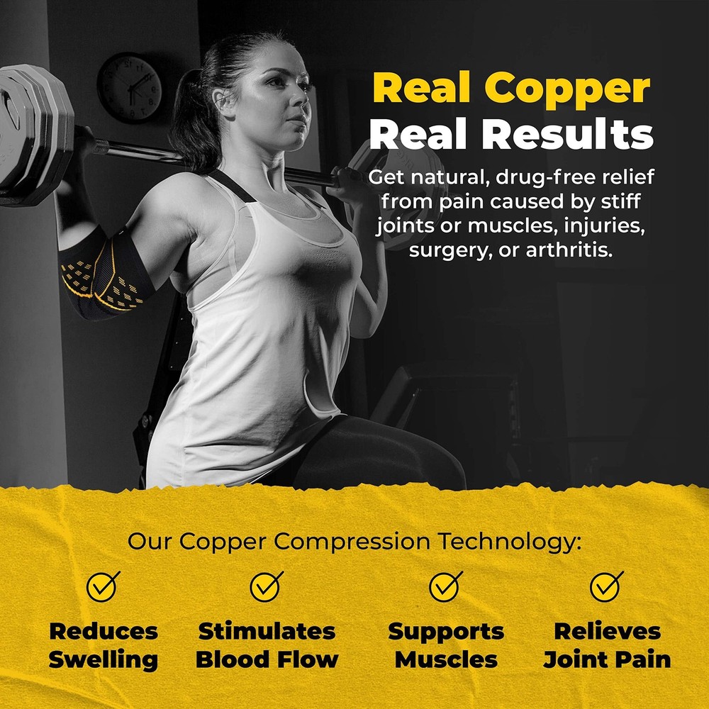 CopperJoint Elbow Compression Sleeve, Single (M) Copper Infused Design Elbows...