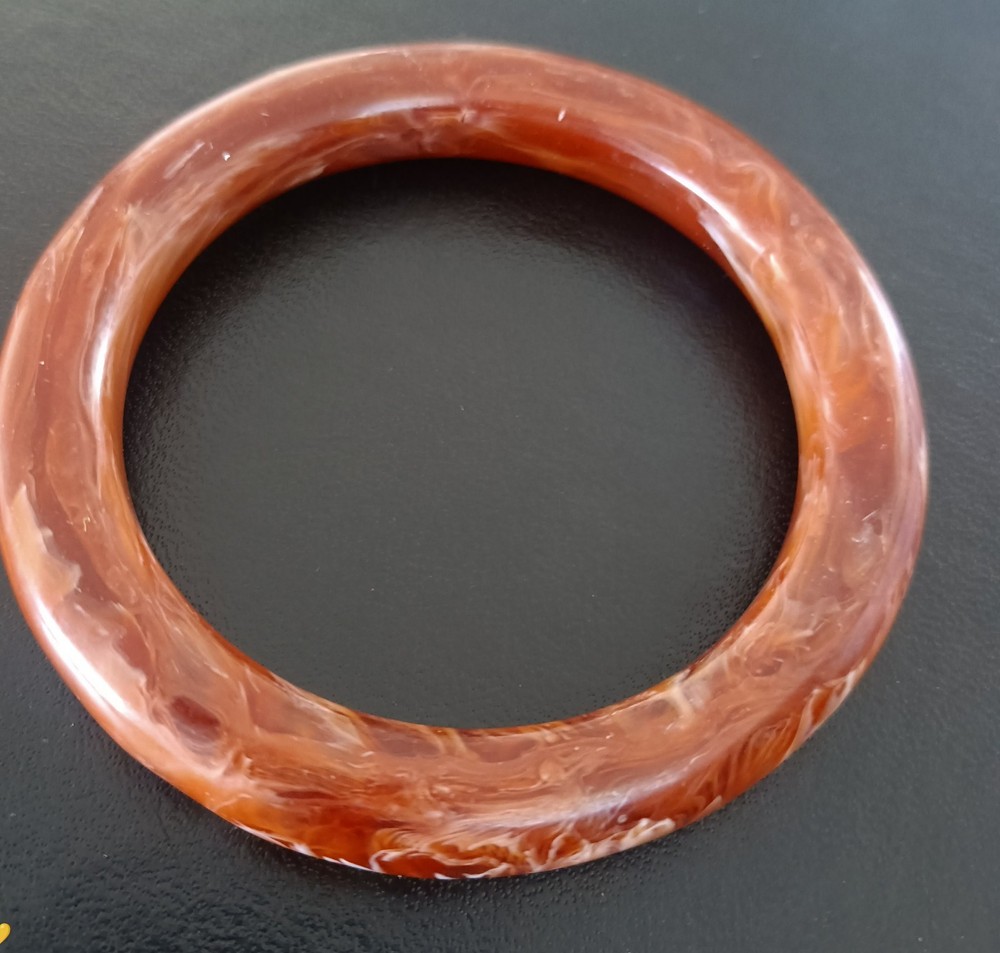 Bakelite Vintage Marbled Brown Bangle Bracelet