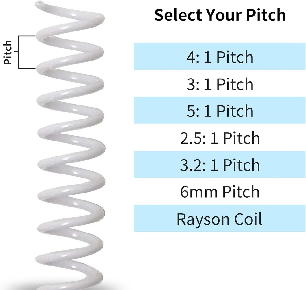 Plastic Spiral Binding Coils 1-1/4" - 280 Sheets, 50 Pack - White