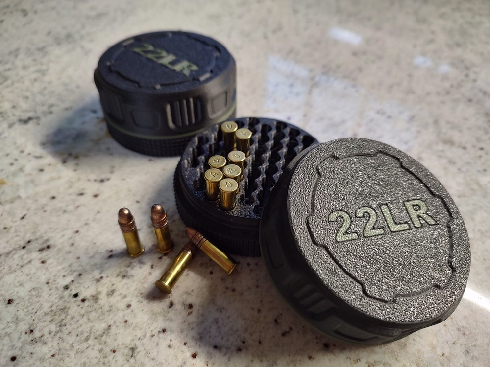 2-22 LR Mini Ammo Box Storage Case. 55 Rounds ea. Screw On Lid.