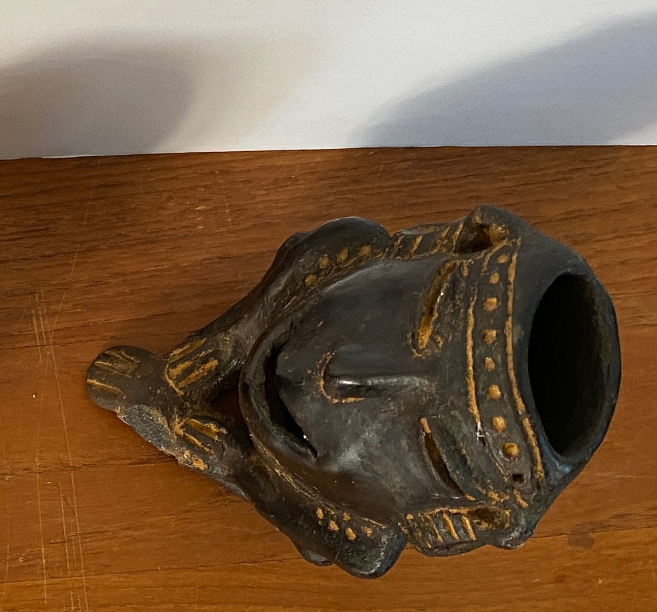 3 Pre Columbian Style Black Ware Clay Figures Musical Seated Vintage / Antique