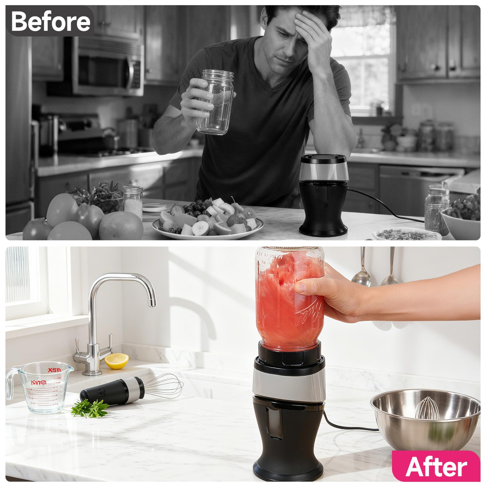 Adapter for Ninja Fit QB3001S and Ball Wide Mouth Mason Jar-Blend Directly in...