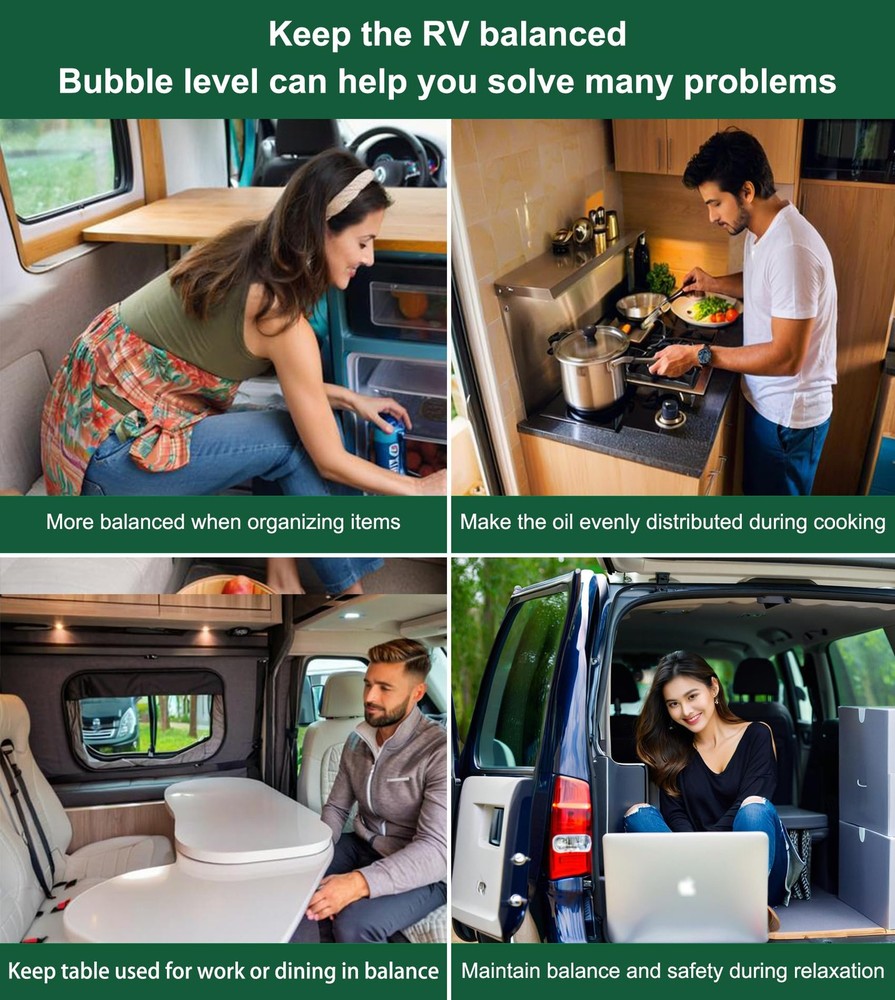 2-Pack RV Level Bubble, High Visibility Graduated Scale Leveling System Green