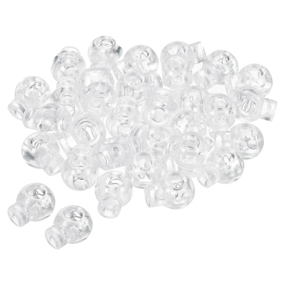 Cord Locks, 100 Pack Ball Spring Toggle Stopper, Translucent
