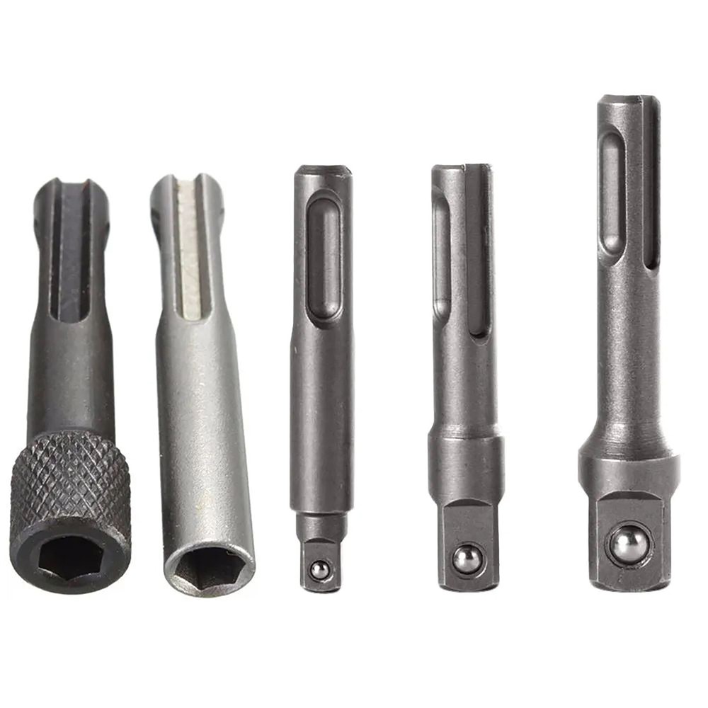 5pcs SDS Plus 1/4 Hex Socket Driver Hammer Drill Bit Adaptor Accessories Kit