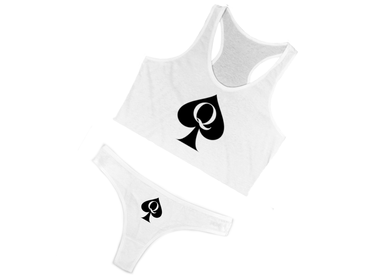 Queen of Spades Lingerie Slutty QOS Tank BBC Slut Crop Top Shirt Thong Panties