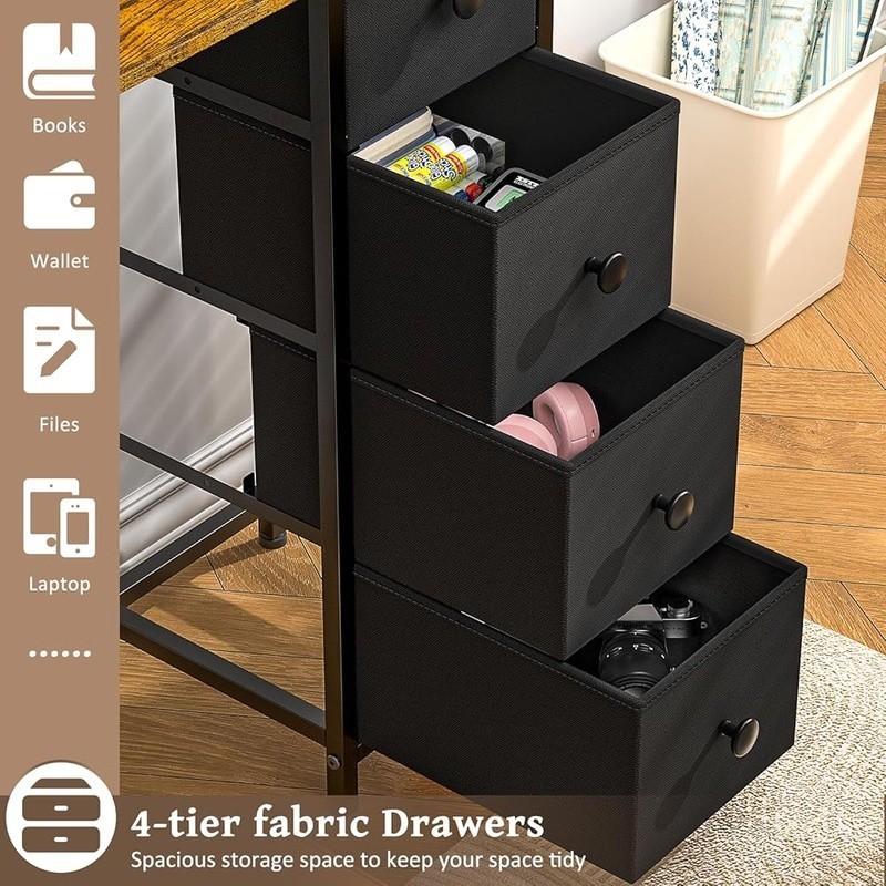 Small Office Desk 4 Drawers Storage Computer Table Easy Assembly Modern Design